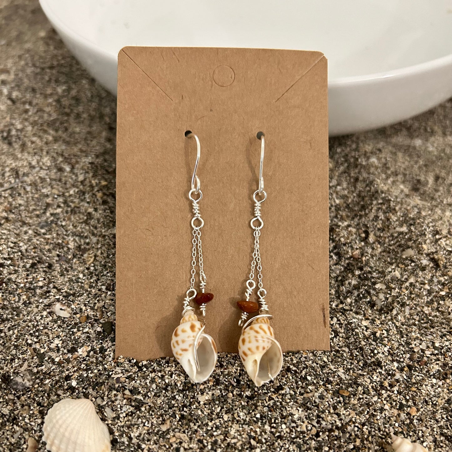 Miter-Shell-Amber Earrings