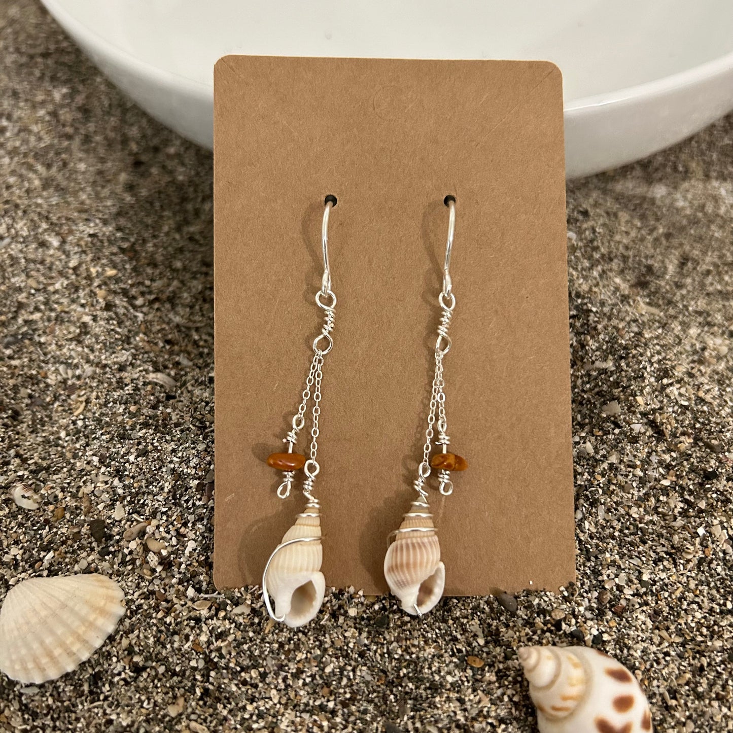 Shell-Amber Earrings