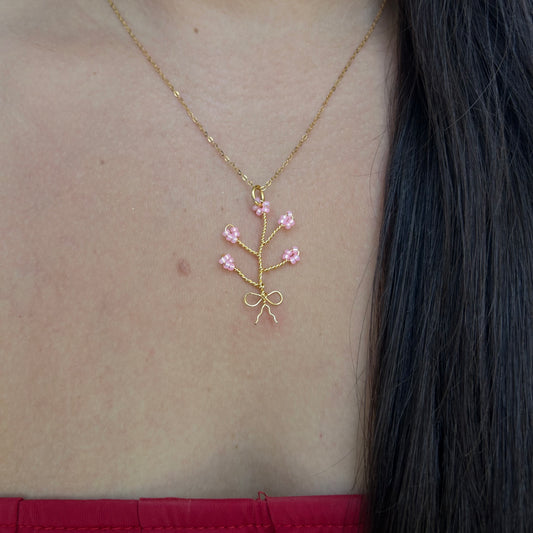 Flower Bouquet Necklace (pink)