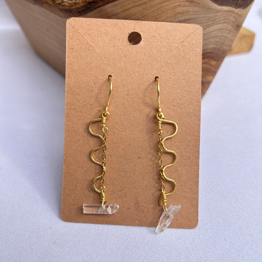 Clear quartz swirl earrings