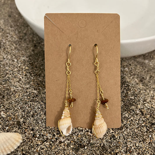 Shell-Amber Earrings