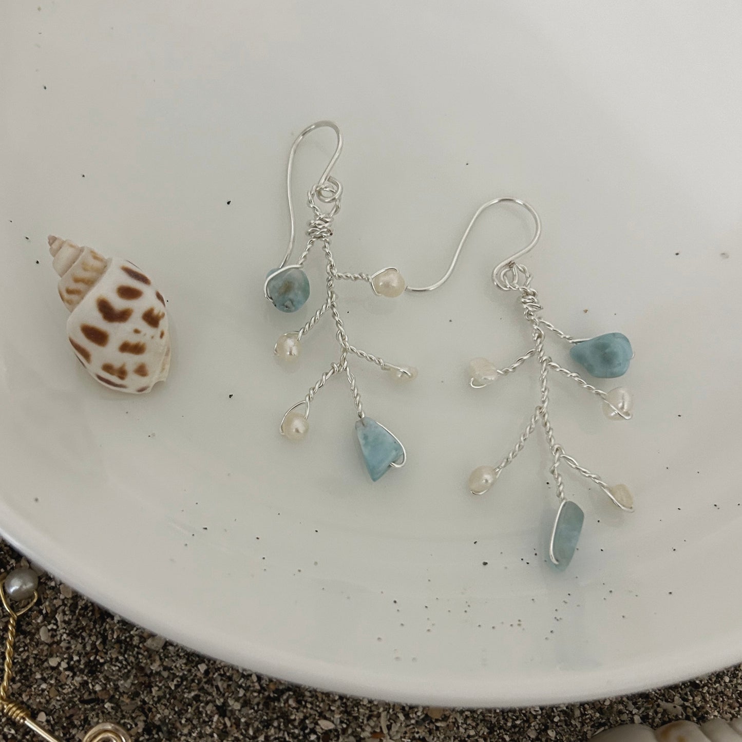 Coral-Larimar Earrings