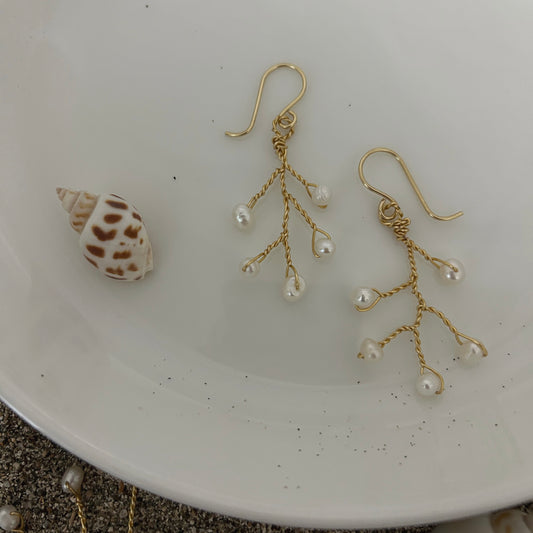 Coral-Pearl Earrings